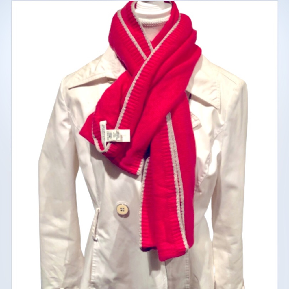 Banana Republic Hot Pink Cashmere Infinity Scarf with Grey Trim